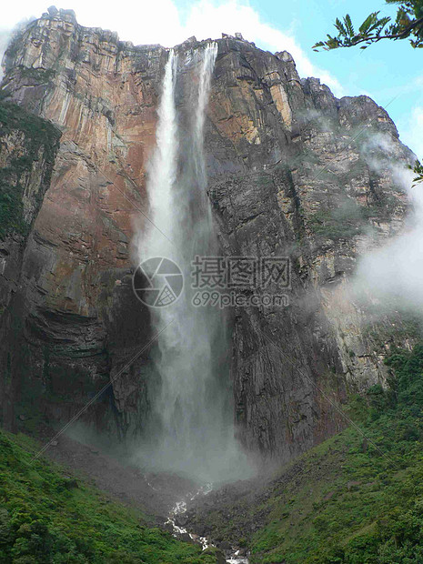 委内瑞拉风景山脉瀑布岩石公园冒险旅行大草原植被热带图片