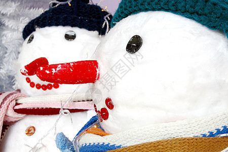 圣诞雪人礼物白色季节性帽子围巾精神背景图片