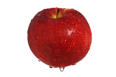 红苹果 配有自给的水滴图片