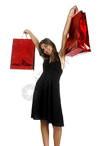 带礼物的快乐女人惊喜喜悦庆典姿势女孩冒充幸福购物魅力女性图片
