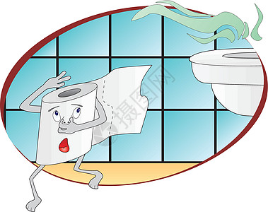 厕所纸绘画浴室跑步洗手间臭臭鼻子壁橱卫生插图图片