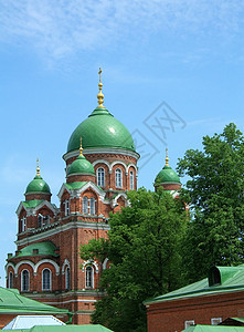 俄罗斯正统东正教教堂宗教教会大教堂天空历史蓝色纪念碑文化绿色红色图片