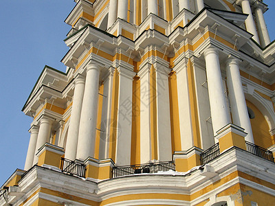 细节建筑学宗教蓝色纪念碑黄色建筑柱子文化教会白色图片