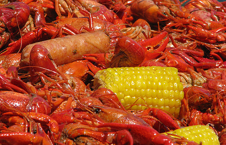 Crawfish 咸鱼和玉米闭合图片