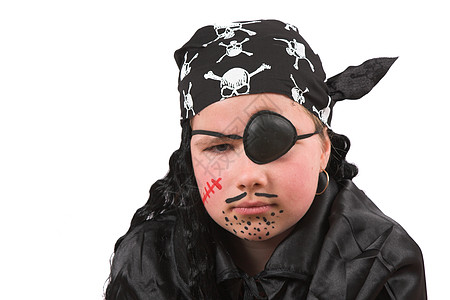 十岁的女孩 打扮成海盗图片