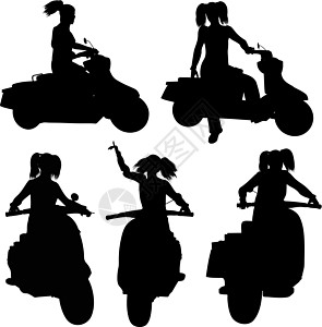 女摩托车自行车发动机女性夹子旅行女孩速度摩托车手运输插图图片