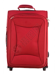 手提案红色身份包装口袋纺织品背包行李配件商业白色背景图片
