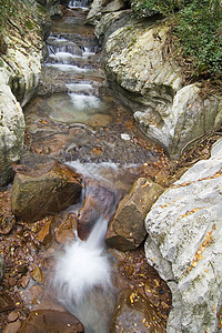 河流急流岩石荒野瀑布溪流衬套森林流动石头白色图片