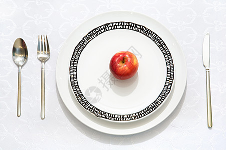 饮食早餐桌子学士盘子晚餐吃饭饥饿厌食症陶瓷金属勺子图片