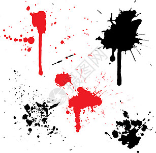 墨水喷洒白色宏观绘画液体托盘创造力飞溅墨迹红色黑色图片