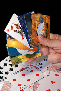 游戏牌黑色欺骗商业卡片信用借方小丑诡计图片