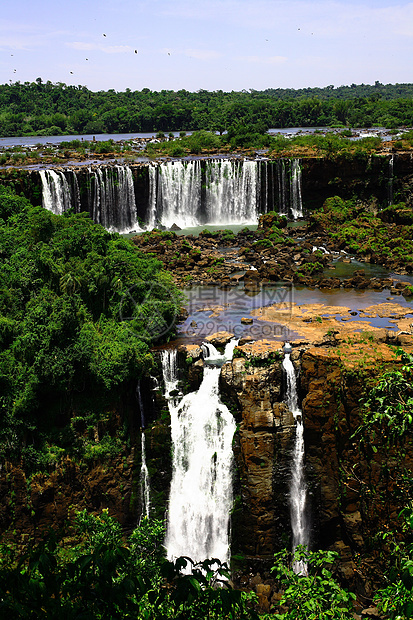 伊瓜苏 Iguazu Iguau 瀑布  大型瀑布荒野高度岩石淡水森林绿色流动图片