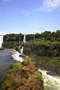 伊瓜苏 Iguazu Iguau 瀑布  大型瀑布荒野绿色流动森林岩石淡水高度图片