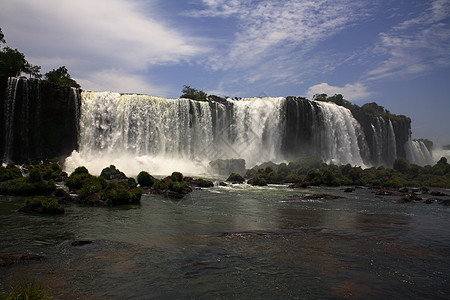 伊瓜苏瀑布伊瓜苏 Iguazu Iguau 瀑布  大型瀑布岩石荒野森林绿色高度淡水流动背景