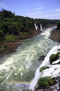 伊瓜苏 Iguazu Iguau 瀑布  大型瀑布高度绿色荒野流动淡水岩石森林图片