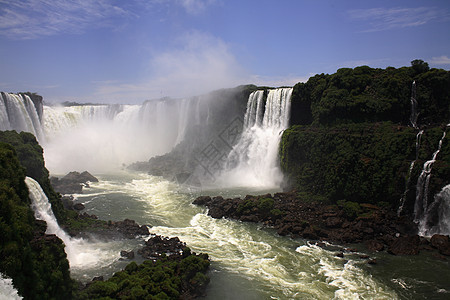 伊瓜苏 Iguazu Iguau 瀑布  大型瀑布岩石流动荒野高度森林淡水绿色图片