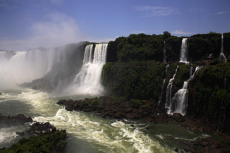 伊瓜苏 Iguazu Iguau 瀑布  大型瀑布流动高度森林绿色荒野岩石淡水图片