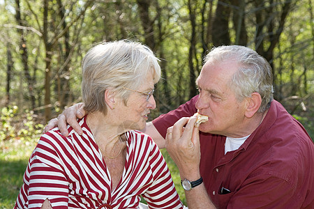 调闲毯子野餐皱纹夫妻老年成人男性女性闲暇食物图片