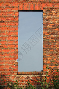 墙洞长方形废墟天空窗户砖块建筑红色房子汉堡框架图片