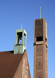 教堂塔新教宗教建筑基督教堂汉堡正方形天空砖块教会图片