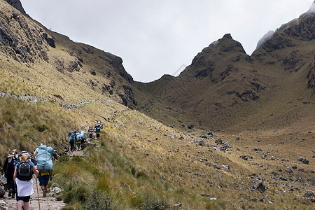 Inca 轨迹疾病森林入口高度比丘村庄游客远足踪迹定居图片