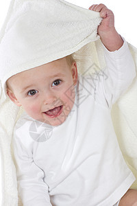 洗完澡后毯子儿童童年洗澡皮肤白色护理微笑孩子毛巾图片