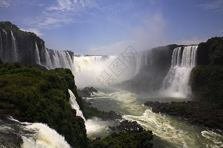 伊瓜苏 Iguazu Iguau 瀑布  大型瀑布流动森林荒野绿色岩石高度淡水图片