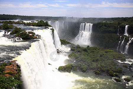 伊瓜苏 Iguazu Iguau 瀑布  大型瀑布荒野岩石淡水绿色高度流动森林图片