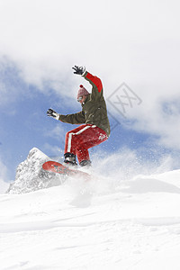 滑雪青少年假期旅行天空滑雪板平衡冻结运动男人木板图片