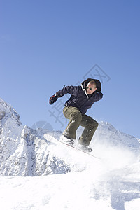 滑雪男人单板夹克衣服运动冻结平衡木板青少年蓝色图片