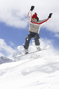 滑雪木板衣服青少年滑雪板冻结平衡空气假期山脉乐趣图片