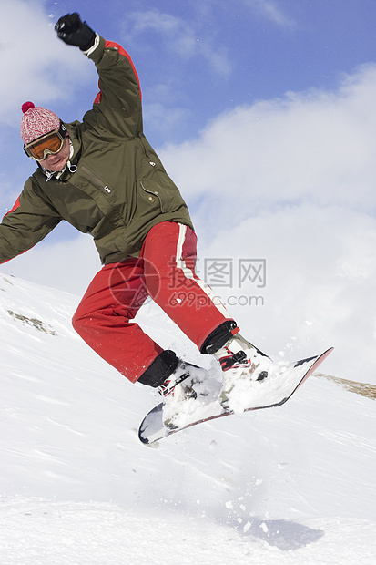 滑雪青少年单板平衡旅行衣服乐趣天空木板山脉爱好图片
