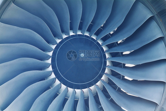 喷气发动机详情飞机引擎力量航空刀刃涡轮蓝色图片