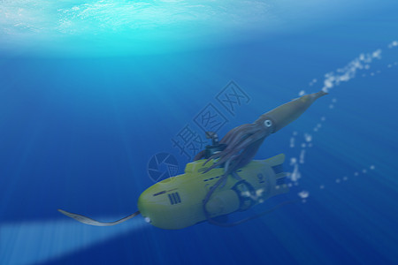 大型鱿鱼攻击潜艇图片