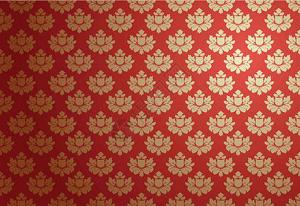 黄金和红色墙纸叶子边界奢华古董风格财富金子漩涡装饰品图片