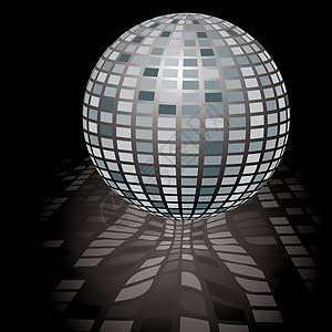 迪斯科舞球插图迪厅灰色黑色反射夜店玻璃旋转聚光灯俱乐部图片