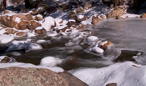 冬季水流动石头图片