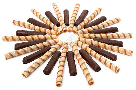 香草和巧克力棒加奶油 隔离食物甘蔗庆典晶圆乐趣条纹小吃巧克力甜点甜蜜图片