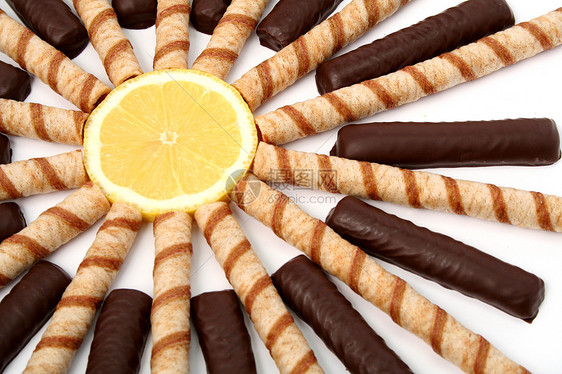 香草巧克力棒加奶油和橙片甘蔗甜蜜营养热带饮食节食甜点橙子维生素庆典图片