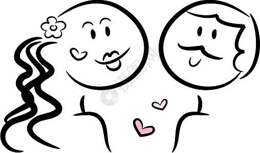 相恋的年轻情侣艺术插图男人微笑情感女性喜悦绘画男性夫妻背景图片