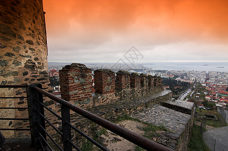 塞萨洛尼卡市景观首都港口戏剧性全景城堡都市城市商业场景图片