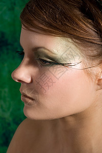 绿色绿美睫毛黑发化妆品女性女性化图片