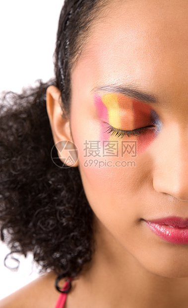 彩虹色女性化妆品眼睛多样性女性化图片