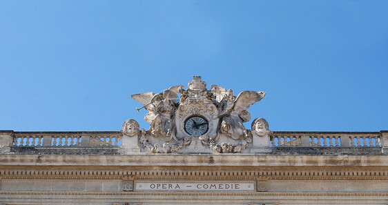蒙彼利埃剧院屋顶传统唱歌民众建筑风头悲剧蓝色女高音高音喜剧片图片