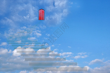 通往天堂的楼梯空气力量梦幻脚步宗教天气红色白色天空钥匙图片
