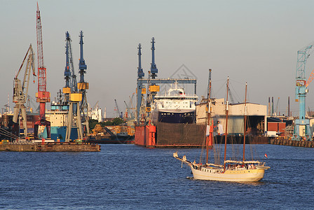 汉堡港工业船舶船厂港口血管航行汉堡码头三人组航海图片