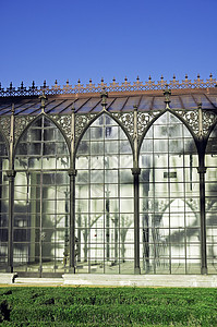 玻璃房装饰温室玻璃天空房子天花板花园建筑学蓝色工程图片