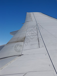 航空机翼翅膀天空喷射视角蓝色背景图片