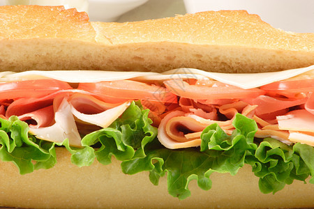 新鲜正丙基三明治餐厅午餐饮食小吃小麦火鸡面包早餐营养食物图片