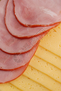 火腿 奶酪和面包小吃食物猪肉美食黄色粉色奶制品红色饮食牛肉图片